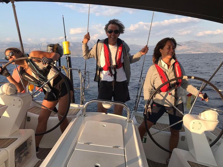 Women's sailing crew on a yacht